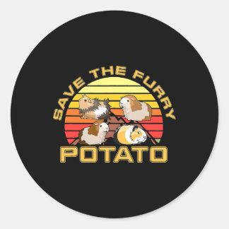 Save The Furry Potato Cute Guinea Pig Lover Funny Classic Round Sticker