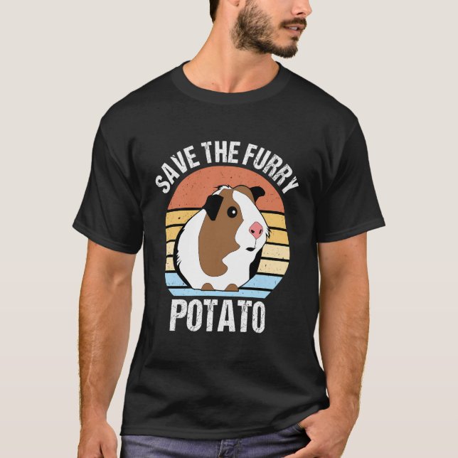 Save The Furry Potato Funny Guinea Pig T-Shirt (Front)