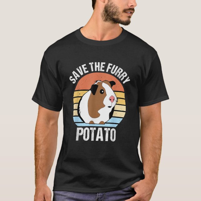 Save The Furry Potato Funny Guinea Pig T-Shirt (Front)