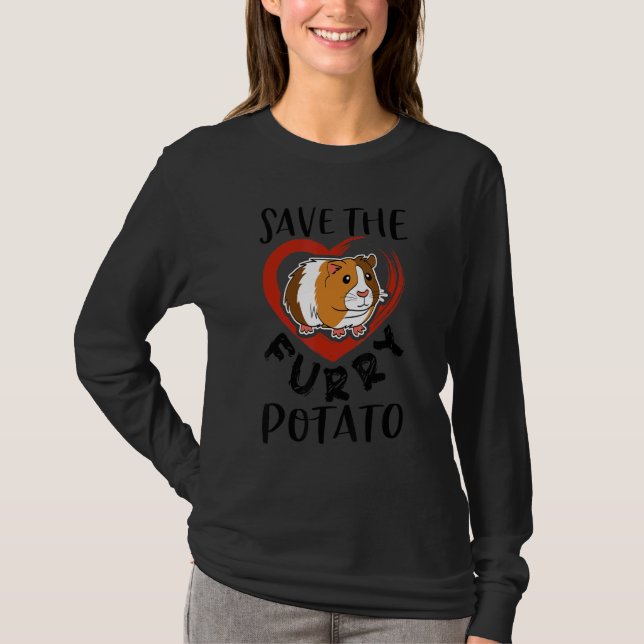 Save The Furry Potato Guinea Pig Cavy Animals   2 T-Shirt (Front)