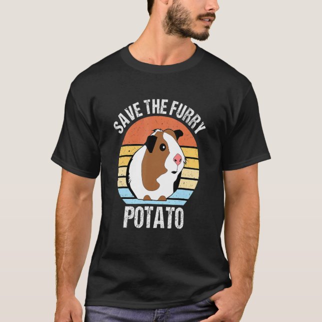Save The Furry Potato  Guinea Pig T-Shirt (Front)