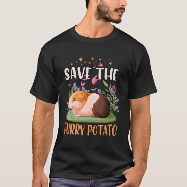 Save The Furry Potato Wheek Cavy Lover Guinea Pig T-Shirt (Front)