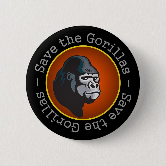Save the Gorillas 6 Cm Round Badge (Front)