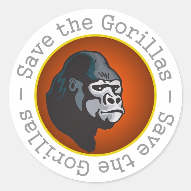 Save the Gorillas Classic Round Sticker (Front)