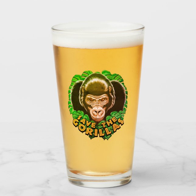 Save The Gorillas - Conservation Awareness Quote Glass (Front Filled)