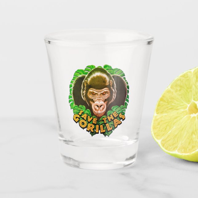 Save The Gorillas - Conservation Awareness Quote Shot Glass (Front)