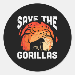 Save The Gorillas Eco-friendly Earth Day Classic Round Sticker