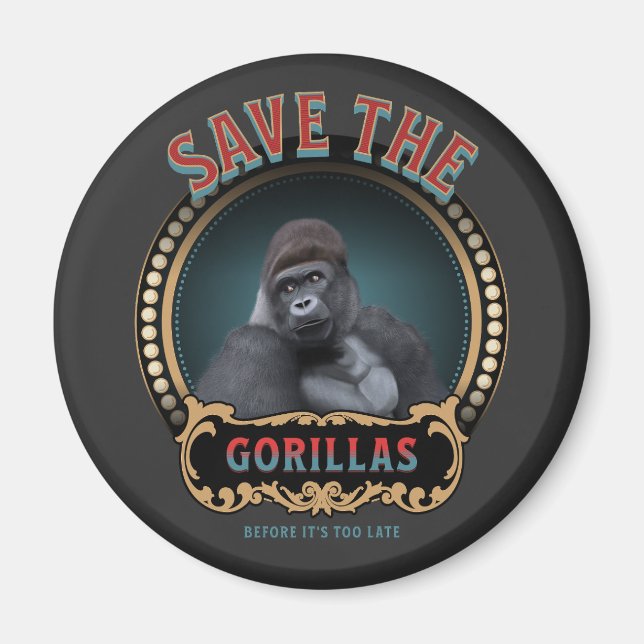 Save The Gorillas | Endangered Species Magnet (Front)