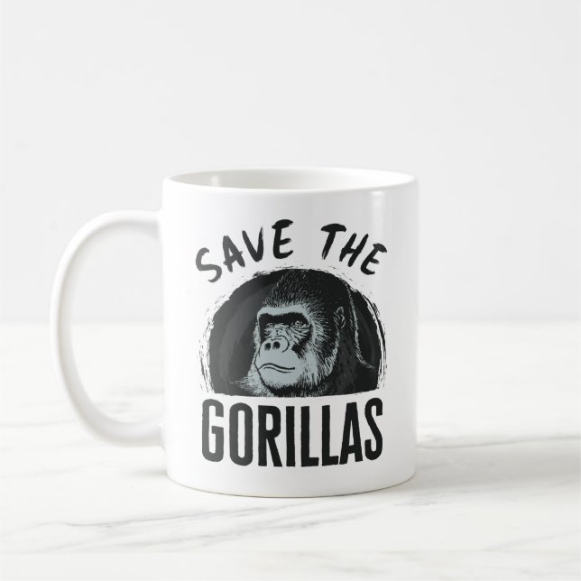 Save the Gorillas Gorilla Endangered Extinction Coffee Mug (Left)