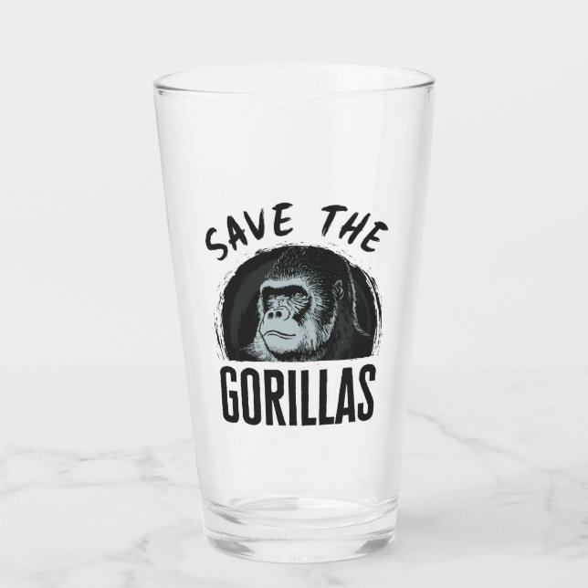 Save the Gorillas Gorilla Endangered Extinction Glass (Front)