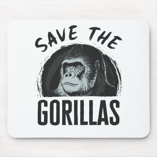 Save the Gorillas Gorilla Endangered Extinction Mouse Pad (Front)