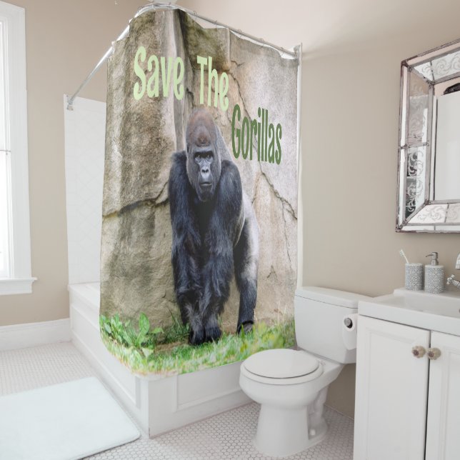 Save The Gorillas Shower Curtain (In Situ)