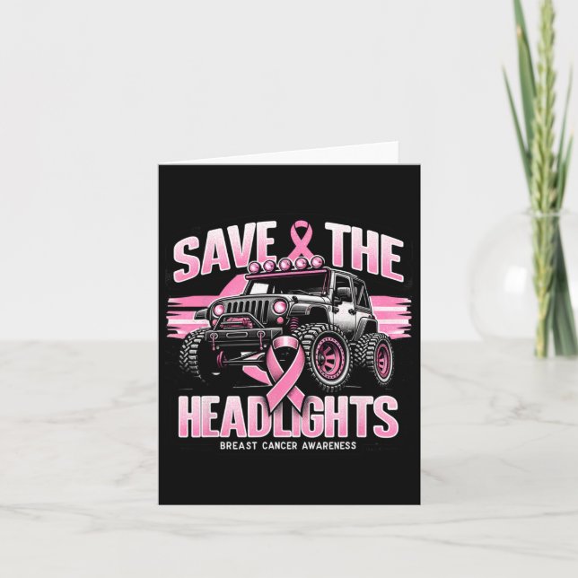 Save The Headlights Breast Cancer Awareness 1  Card (Front)