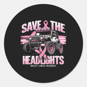Save The Headlights Breast Cancer Awareness 1  Classic Round Sticker