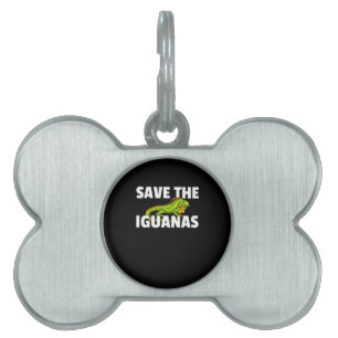 Save The Iguanas Reptile Gift Lizard Hunter Gift Pet ID Tag