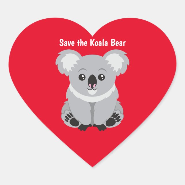 Save the Koala Bear Heart Sticker (Front)