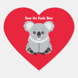 Save the Koala Bear Heart Sticker