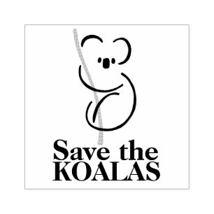 Save the Koalas Wood Art Stamp
