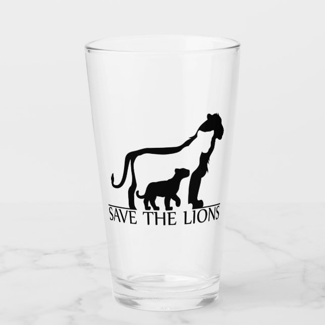 Save the Lions Glass (Front)