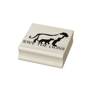 Save the Lions Rubber Stamp