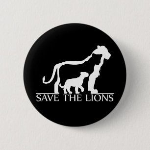 Save the Lions (White) 6 Cm Round Badge