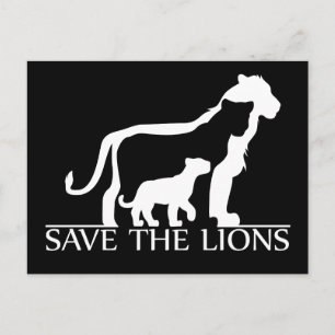 Save the Lions (White) Postcard