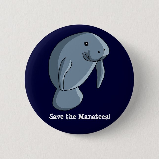 Save the Manatees! 6 Cm Round Badge (Front)