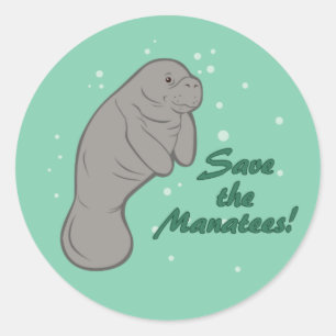 Save the Manatees! Classic Round Sticker