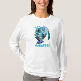Save the Manatees Ladies Long Sleeved Shirt