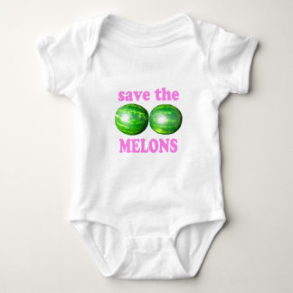 save the melons on white with pink baby bodysuit