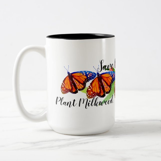 Save The Monarch Butterfly Two-Tone Coffee Mug (Left)