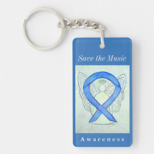 Save the Music Awareness Ribbon Angel Keychain