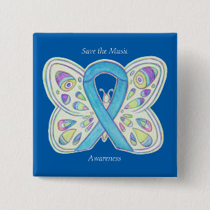 Save the Music Blue Butterfly Awareness Ribbon Pin