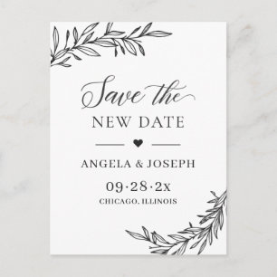 Save the New Date Change of Plan Wedding Postponed Postcard