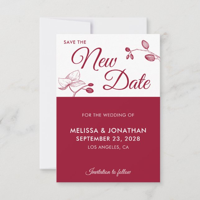Save The New Date wedding postponement floral (Front)