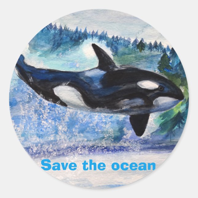 Save the Ocean Orca Wildlife Sticker (Front)