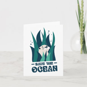Save The Ocean Otter Earth Day Planet Marine Biolo Card