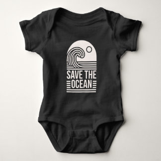 Save the ocean protection conservation black baby bodysuit