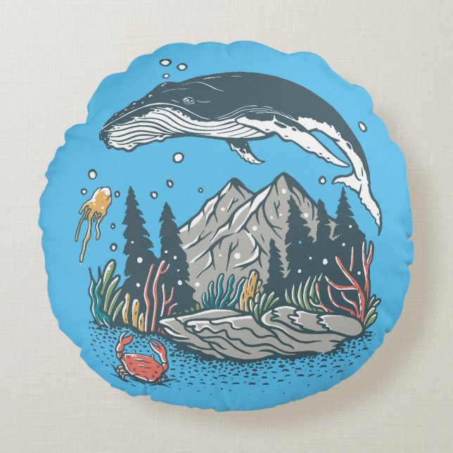 Save the Ocean Round Cushion (Front)