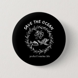 Save The Ocean Save The Earth Our Planet Love Moth 6 Cm Round Badge