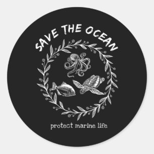 Save The Ocean Save The Earth Our Planet Love Moth Classic Round Sticker