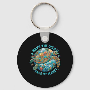 Save The Ocean Save The Planet Cute Sea Turtle Key Ring