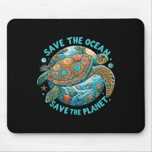 Save The Ocean Save The Planet Cute Sea Turtle Mouse Pad
