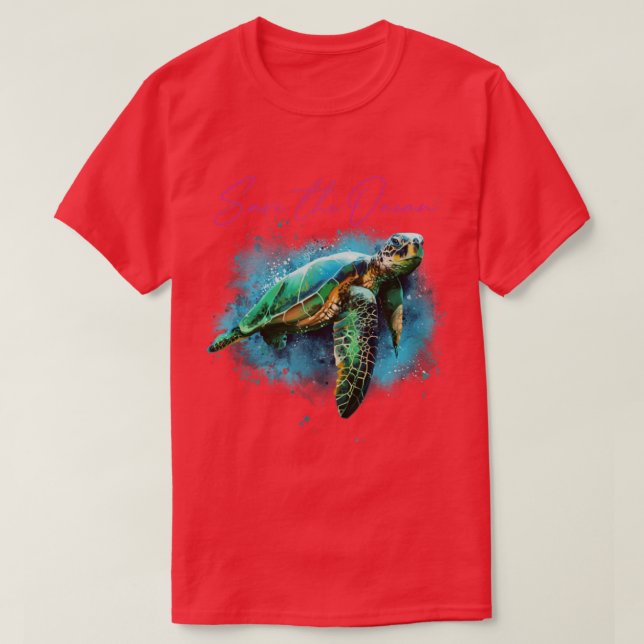 Save The Ocean Sea Turtle Environmental Awareness1 T-Shirt (Design Front)