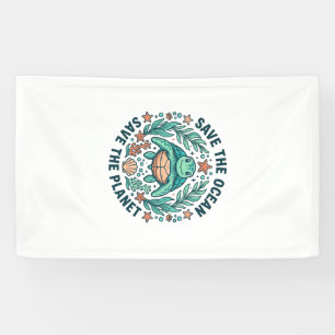 Save the Ocean Sea Turtle Vintage Engraving Shirt_ Banner