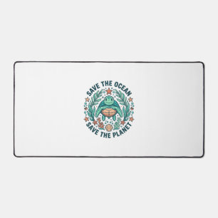 Save the Ocean Sea Turtle Vintage Engraving Shirt_ Desk Mat