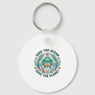 Save the Ocean Sea Turtle Vintage Engraving Shirt_ Key Ring