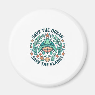 Save the Ocean Sea Turtle Vintage Engraving Shirt_ Magnet