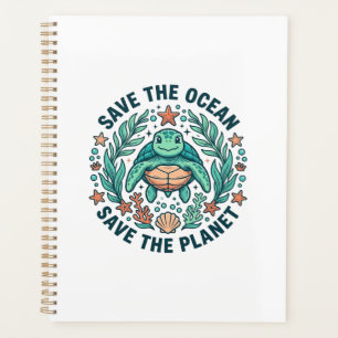 Save the Ocean Sea Turtle Vintage Engraving Shirt_ Planner