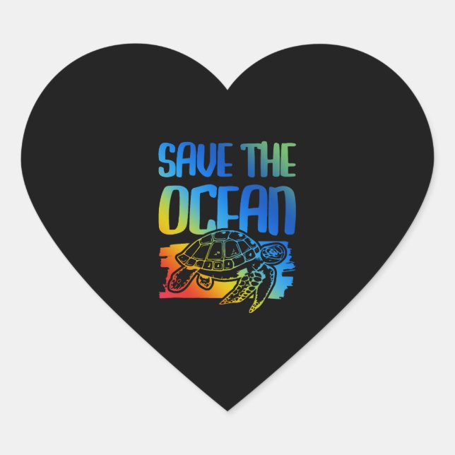 save the ocean turtle      heart sticker (Front)